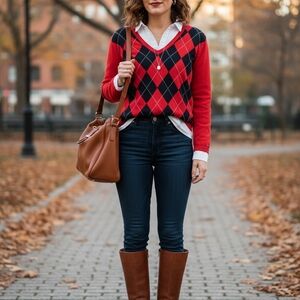 Tommy Hilfiger Red Crew Neck Top